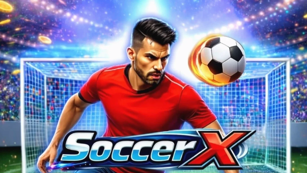 Interface do jogo SoccerX mostrando a tela de pênaltis e a escada de multiplicadores